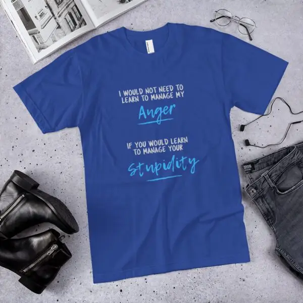 Anger Management Blue Text T-Shirt - Image 6