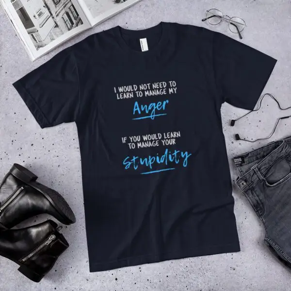 Anger Management Blue Text T-Shirt - Image 5