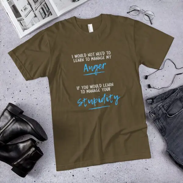 Anger Management Blue Text T-Shirt - Image 2