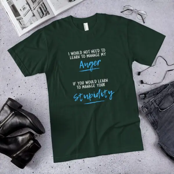 Anger Management Blue Text T-Shirt - Image 4