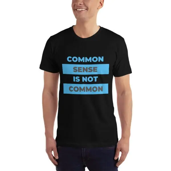 Common Sense Blue Text T-Shirt - Image 2
