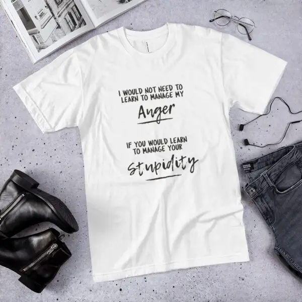 Anger Management Black Text T-Shirt - Image 2