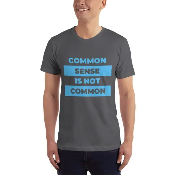 Common Sense Blue Text T-Shirt - Image 3