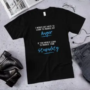 Anger Management Blue Text T-Shirt