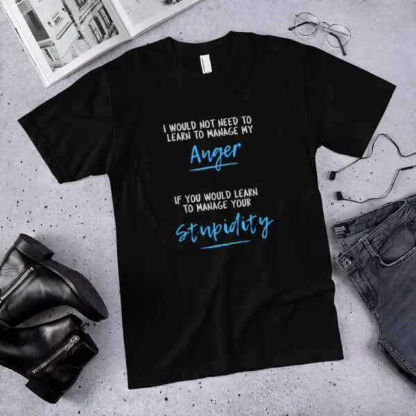 Anger Management Blue Text T-Shirt
