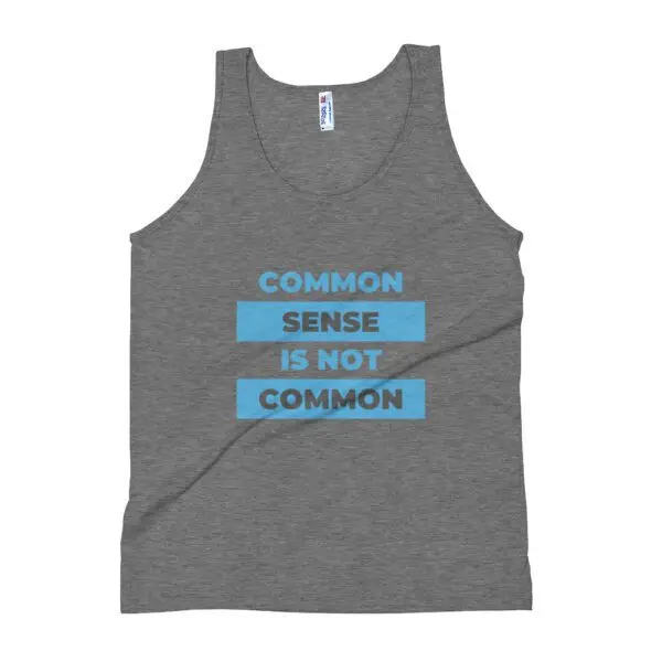 Common Sense Blue Text Unisex Tank Top - Image 2