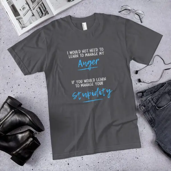 Anger Management Blue Text T-Shirt - Image 3