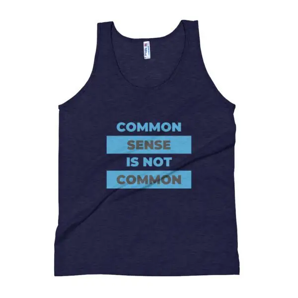 Common Sense Blue Text Unisex Tank Top - Image 3