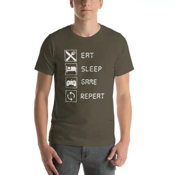Eat Sleep Game Repeat Short-Sleeve Unisex T-Shirt - Image 6