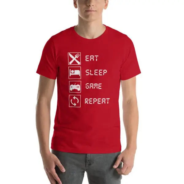 Eat Sleep Game Repeat Short-Sleeve Unisex T-Shirt - Image 13