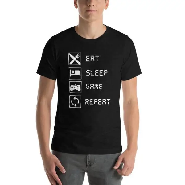 Eat Sleep Game Repeat Short-Sleeve Unisex T-Shirt - Image 3