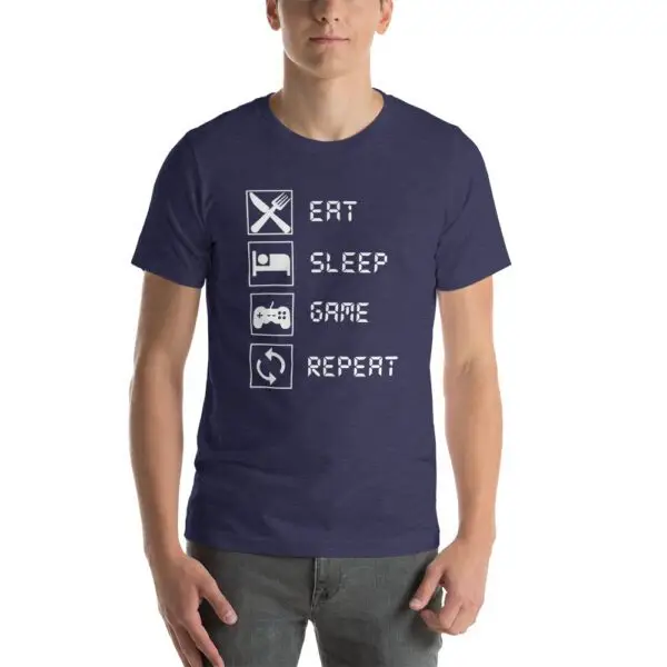 Eat Sleep Game Repeat Short-Sleeve Unisex T-Shirt - Image 5