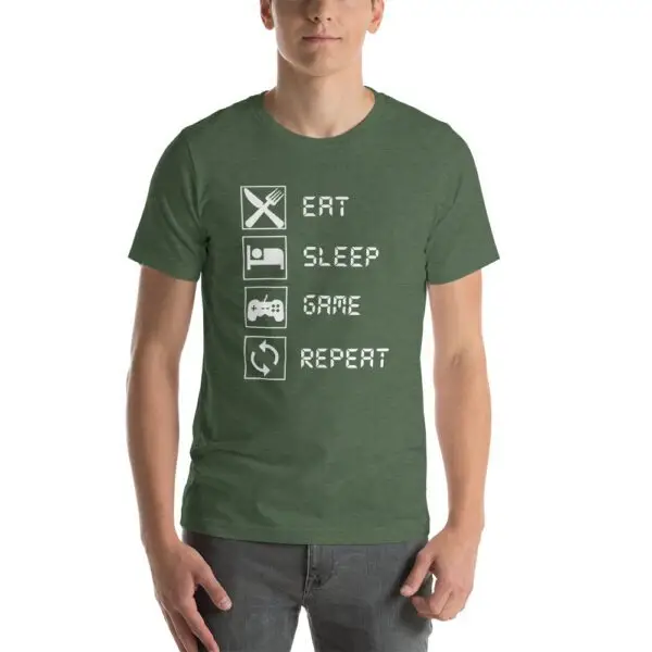 Eat Sleep Game Repeat Short-Sleeve Unisex T-Shirt - Image 4