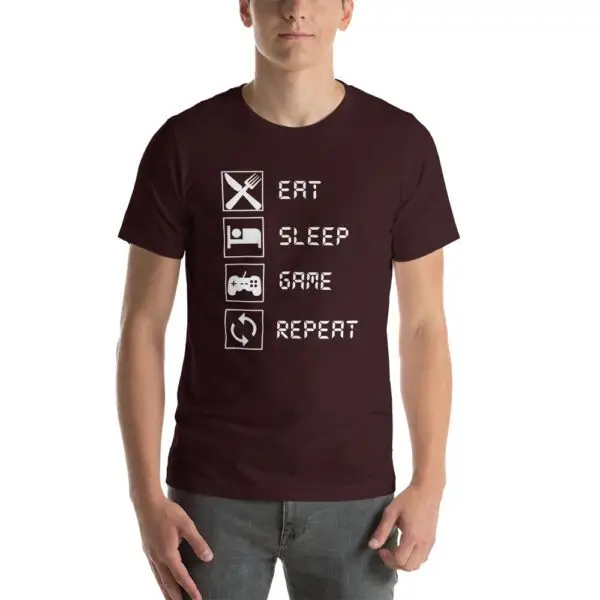 Eat Sleep Game Repeat Short-Sleeve Unisex T-Shirt - Image 11
