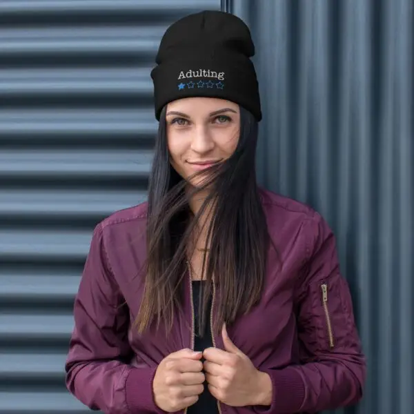 Adulting 1-Star Embroidered Beanie