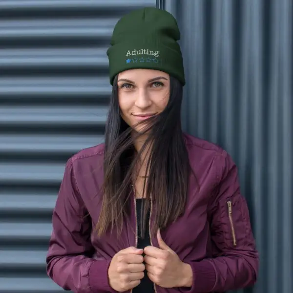 Adulting 1-Star Embroidered Beanie - Image 3