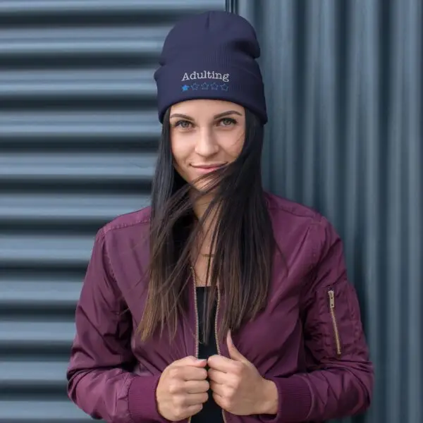 Adulting 1-Star Embroidered Beanie - Image 2