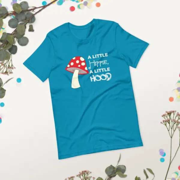Hippie Hood White Text Short-Sleeve Unisex T-Shirt - Image 19