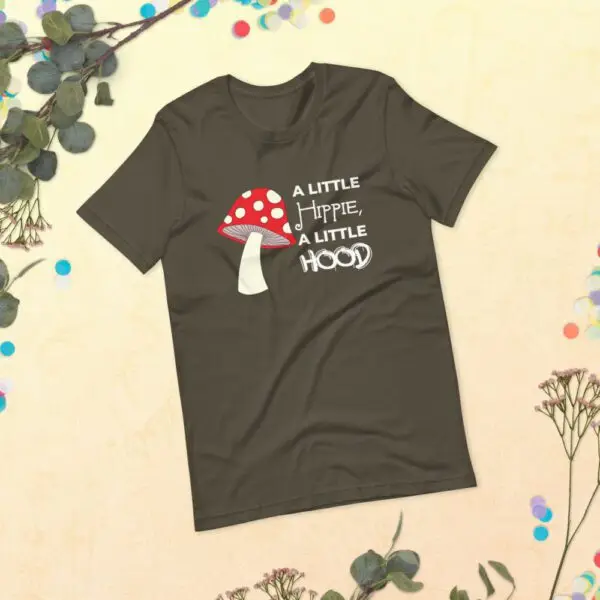 Hippie Hood White Text Short-Sleeve Unisex T-Shirt - Image 14