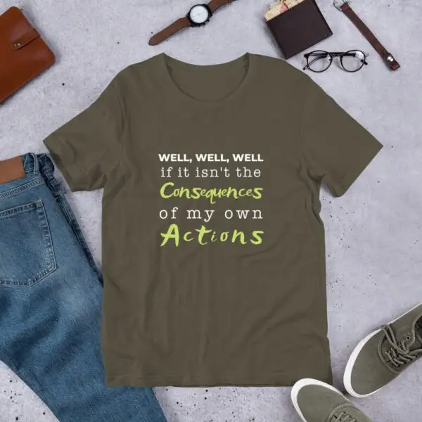 Consequences White Text Short-Sleeve Unisex T-Shirt - Image 7
