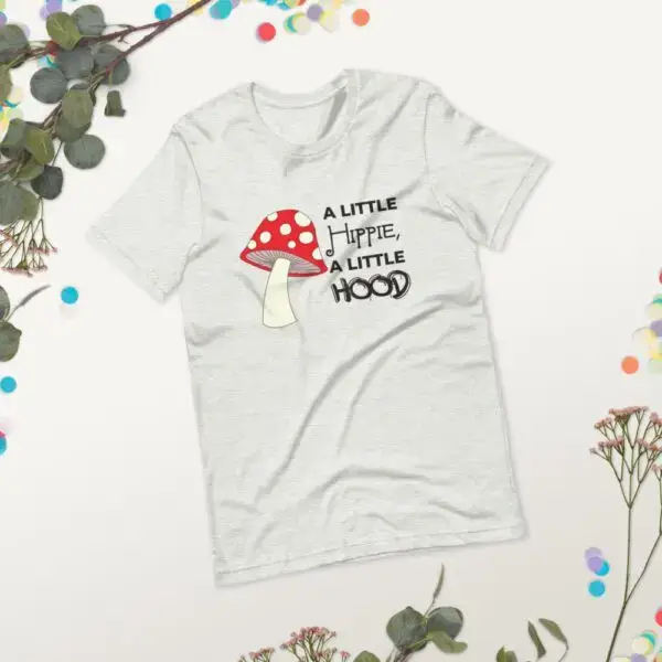 Hippie Hood Black Text Short-Sleeve Unisex T-Shirt - Image 18