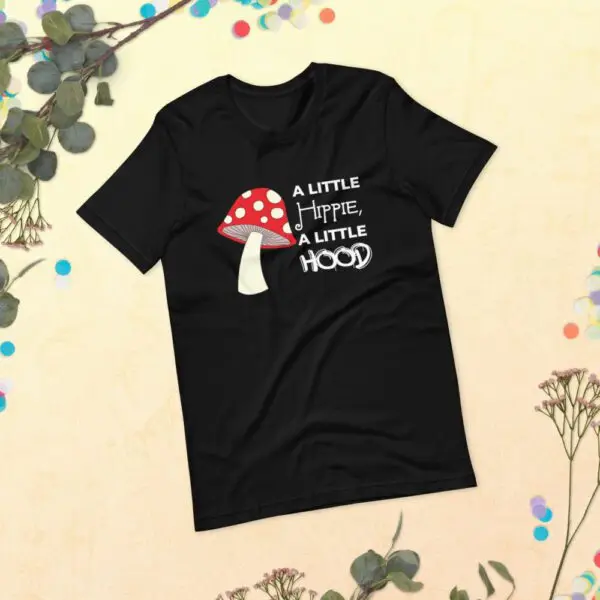 Hippie Hood White Text Short-Sleeve Unisex T-Shirt - Image 2