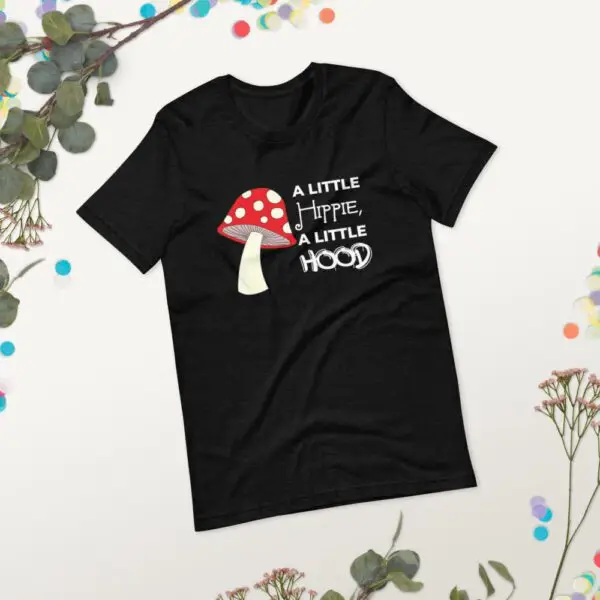 Hippie Hood White Text Short-Sleeve Unisex T-Shirt - Image 7