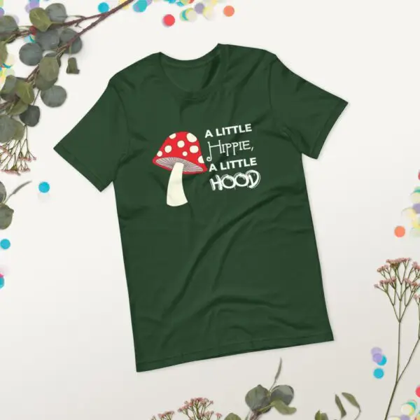 Hippie Hood White Text Short-Sleeve Unisex T-Shirt - Image 9