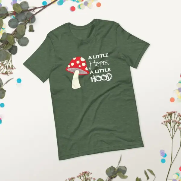 Hippie Hood White Text Short-Sleeve Unisex T-Shirt - Image 17