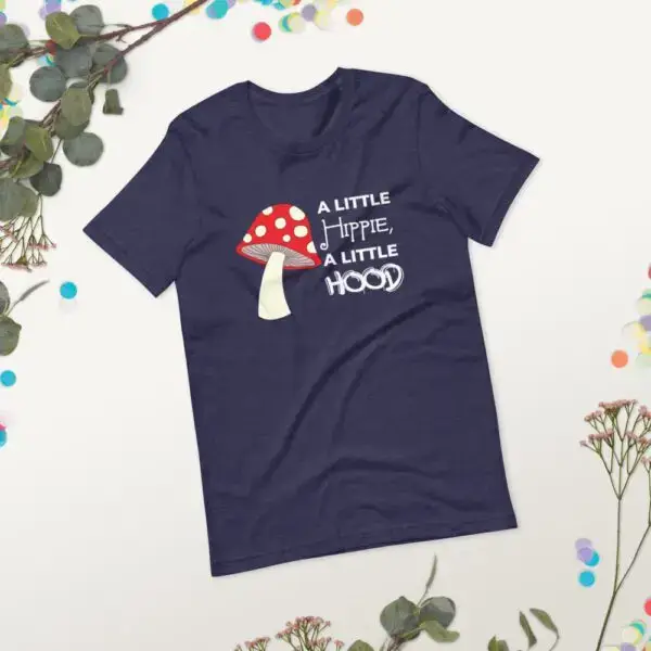 Hippie Hood White Text Short-Sleeve Unisex T-Shirt - Image 11