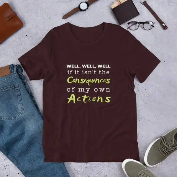 Consequences White Text Short-Sleeve Unisex T-Shirt - Image 2