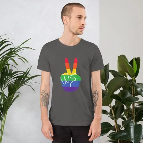 Peace & Gay LGBTQIA Pride Short-Sleeve Unisex T-Shirt - Image 5