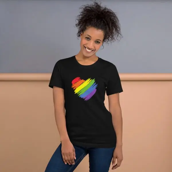 Rainbow Heart LGBTQIA Pride Short-Sleeve Unisex T-Shirt - Image 3
