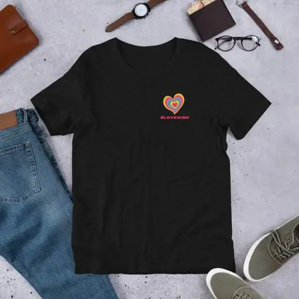 Love Wins Heart LGBTQIA Pride Short-Sleeve Unisex T-Shirt - Image 2