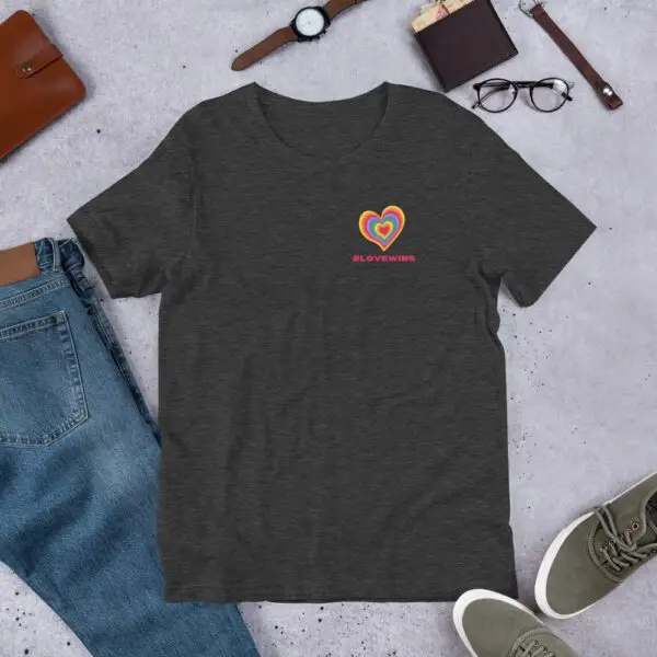 Love Wins Heart LGBTQIA Pride Short-Sleeve Unisex T-Shirt - Image 5