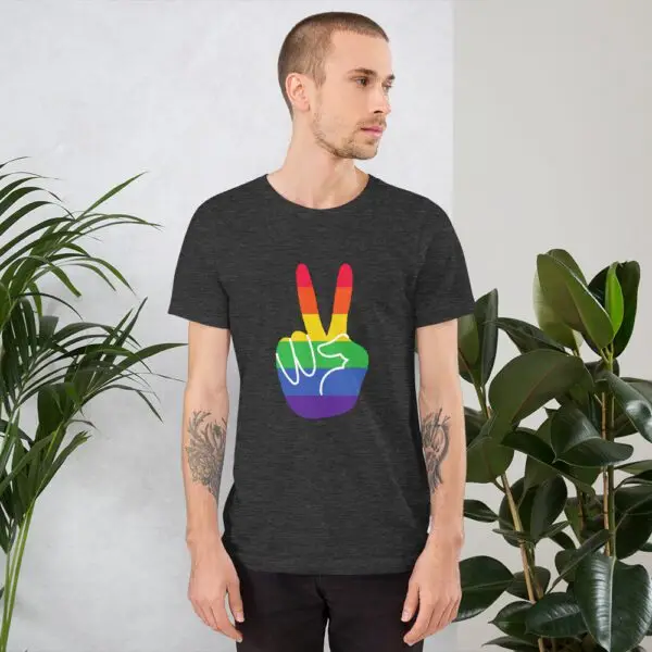 Peace & Gay LGBTQIA Pride Short-Sleeve Unisex T-Shirt - Image 4