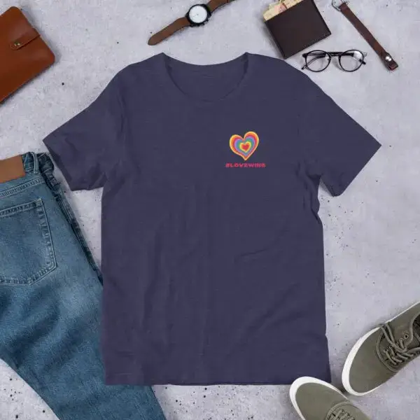 Love Wins Heart LGBTQIA Pride Short-Sleeve Unisex T-Shirt - Image 4