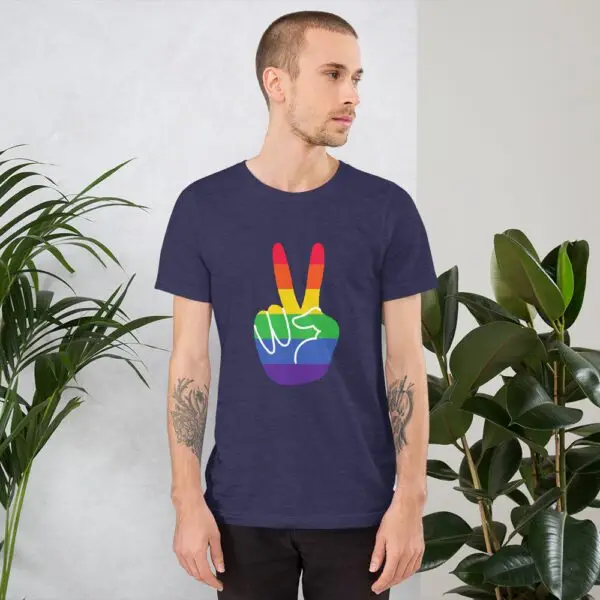 Peace & Gay LGBTQIA Pride Short-Sleeve Unisex T-Shirt - Image 3