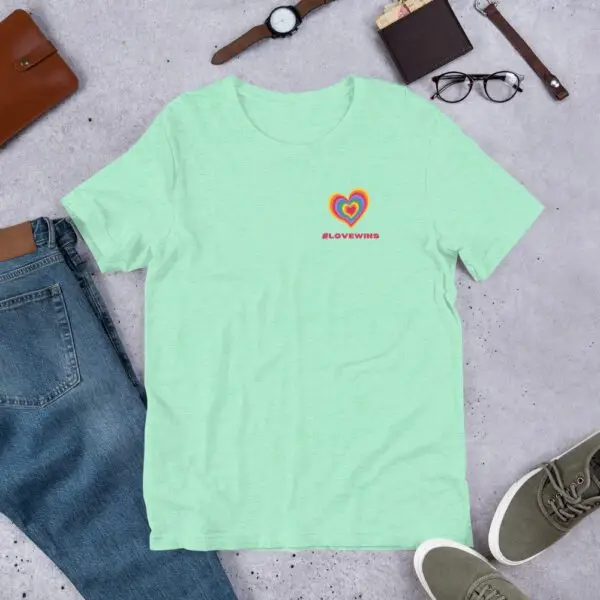 Love Wins Heart LGBTQIA Pride Short-Sleeve Unisex T-Shirt - Image 10