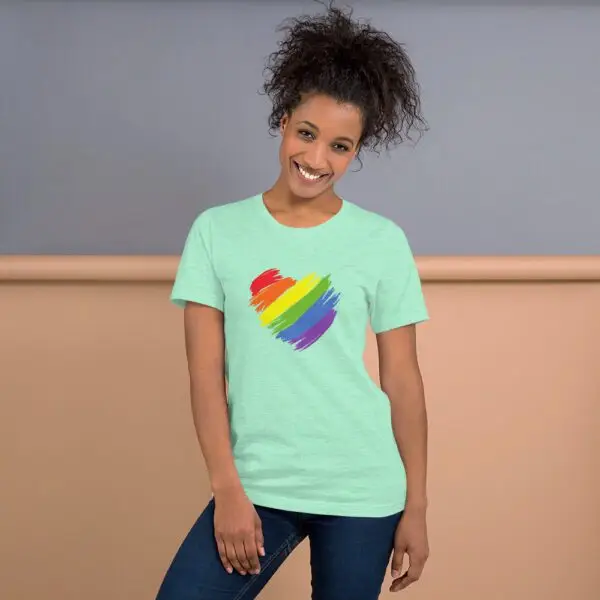 Rainbow Heart LGBTQIA Pride Short-Sleeve Unisex T-Shirt - Image 9
