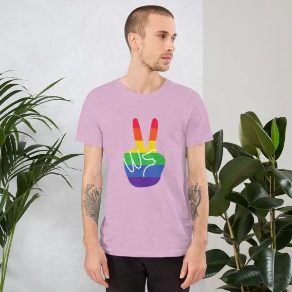 Peace & Gay LGBTQIA Pride Short-Sleeve Unisex T-Shirt - Image 8