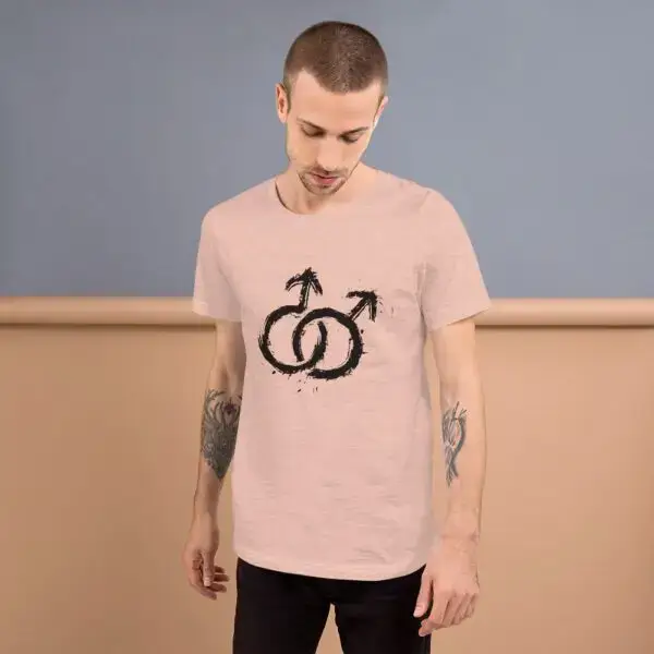 Gay Men Dark LGBTQIA Pride Short-Sleeve Unisex T-Shirt - Image 4