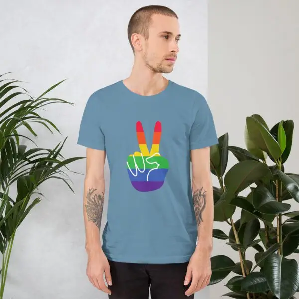 Peace & Gay LGBTQIA Pride Short-Sleeve Unisex T-Shirt - Image 6