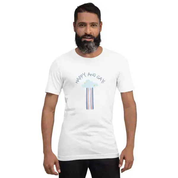 Happy and Gay LGBTQIA Pride Short-Sleeve Unisex T-Shirt - Image 10