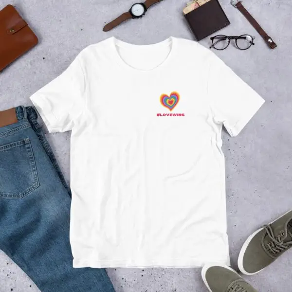 Love Wins Heart LGBTQIA Pride Short-Sleeve Unisex T-Shirt - Image 11