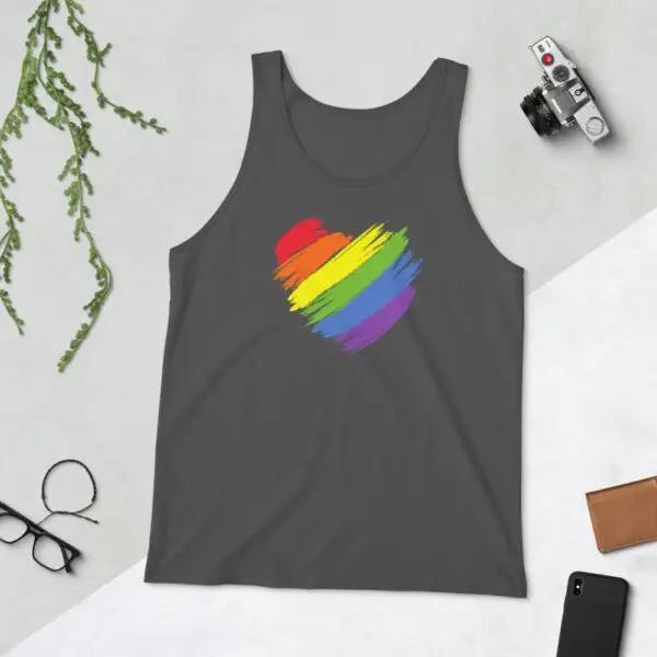 Rainbow Heart LGBTQIA Pride Unisex Tank Top - Image 5