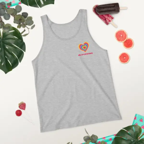 Love Wins Heart LGBTQIA Pride Unisex Tank Top - Image 8