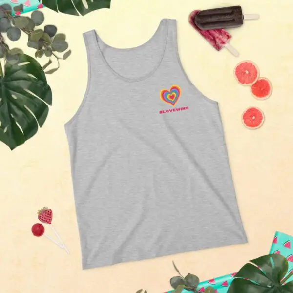 Love Wins Heart LGBTQIA Pride Unisex Tank Top - Image 7