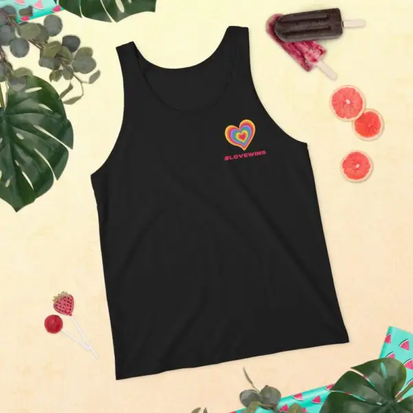 Love Wins Heart LGBTQIA Pride Unisex Tank Top - Image 2