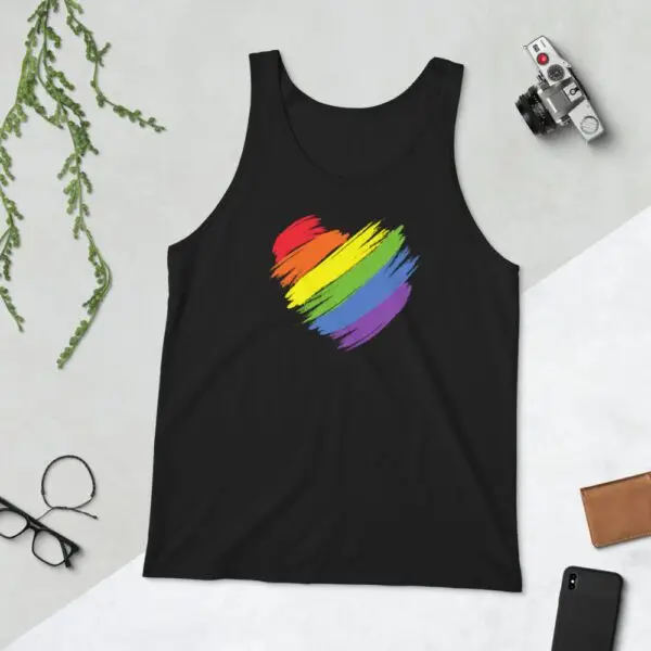 Rainbow Heart LGBTQIA Pride Unisex Tank Top - Image 2
